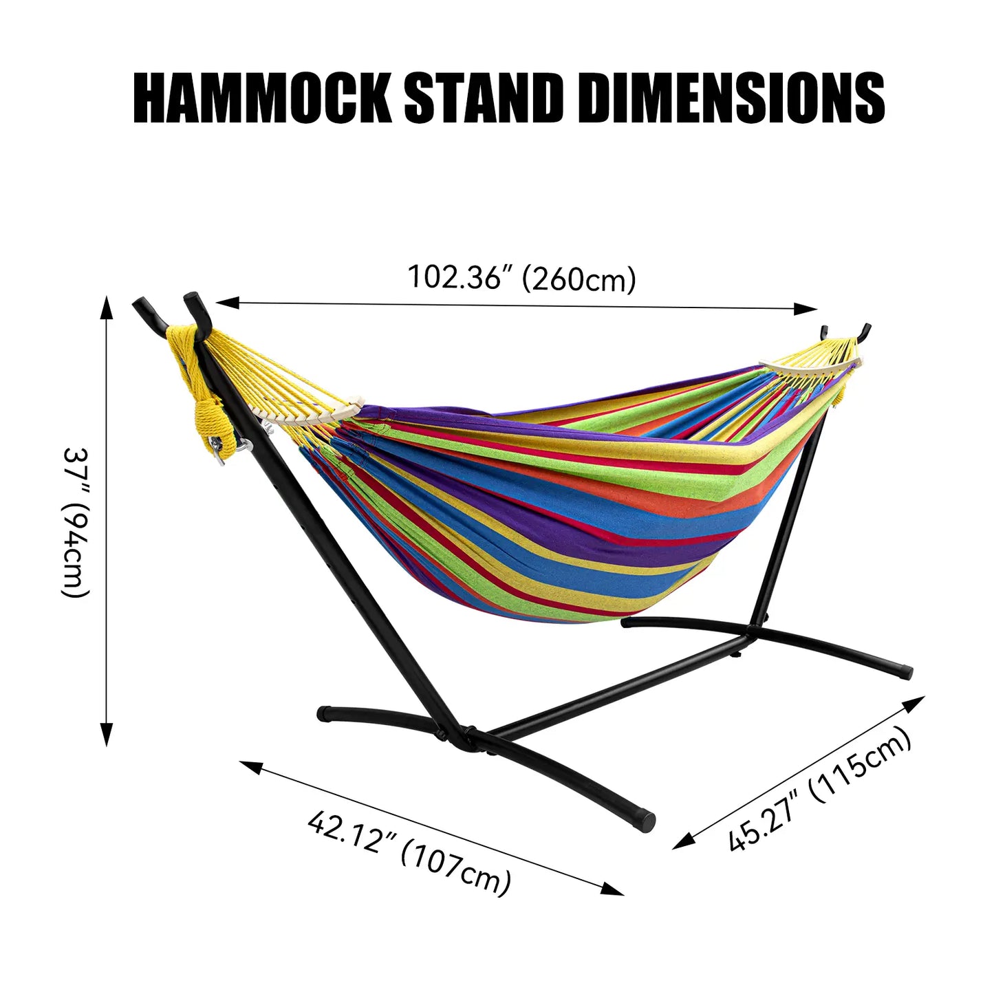 Hammock with Stand Included 450lb CapacitySteel Stand, Premium Carry Bag Included andTwo Anti Roll Balance Beam