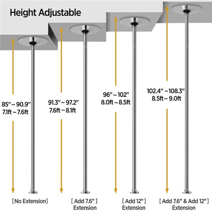 [Heavy Duty] Professional 45mmPortable Chrome Dance Pole